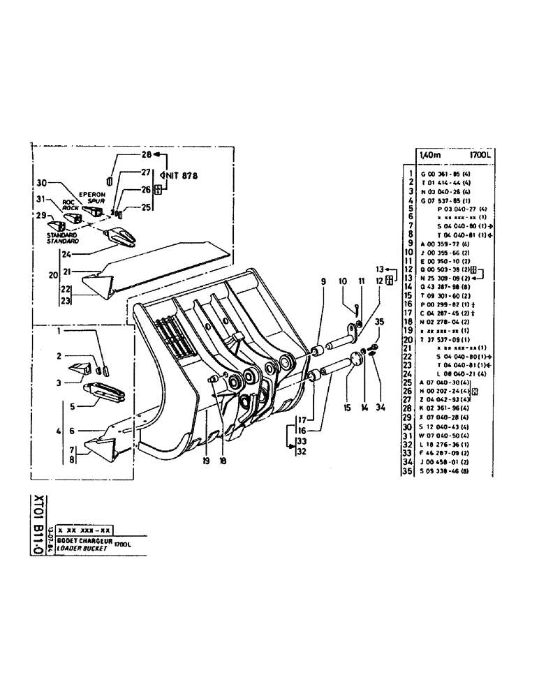 Схема запчастей Case 160CL - (331) - LOADER BUCKET (18) - ATTACHMENT ACCESSORIES