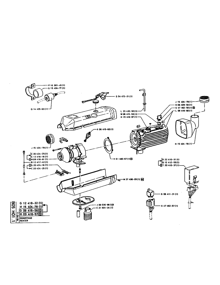 Схема запчастей Case 160CK - (047) - HEATER (05) - UPPERSTRUCTURE CHASSIS