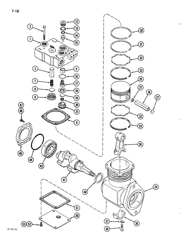 Схема запчастей Case 1085B - (7-018) - AIR COMPRESSOR (07) - BRAKES