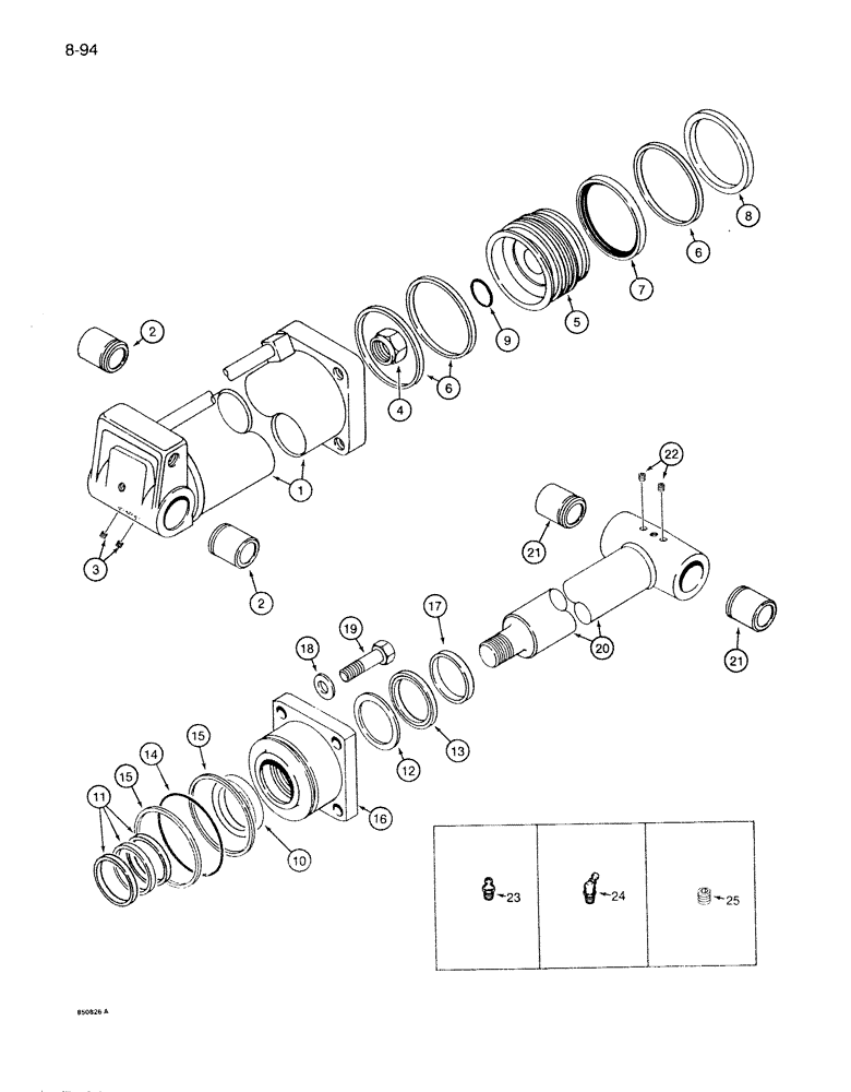 Схема запчастей Case 1086B - (8-094) - BOOM AND ARM CYLINDER, USED WITH Y BOOM (08) - HYDRAULICS