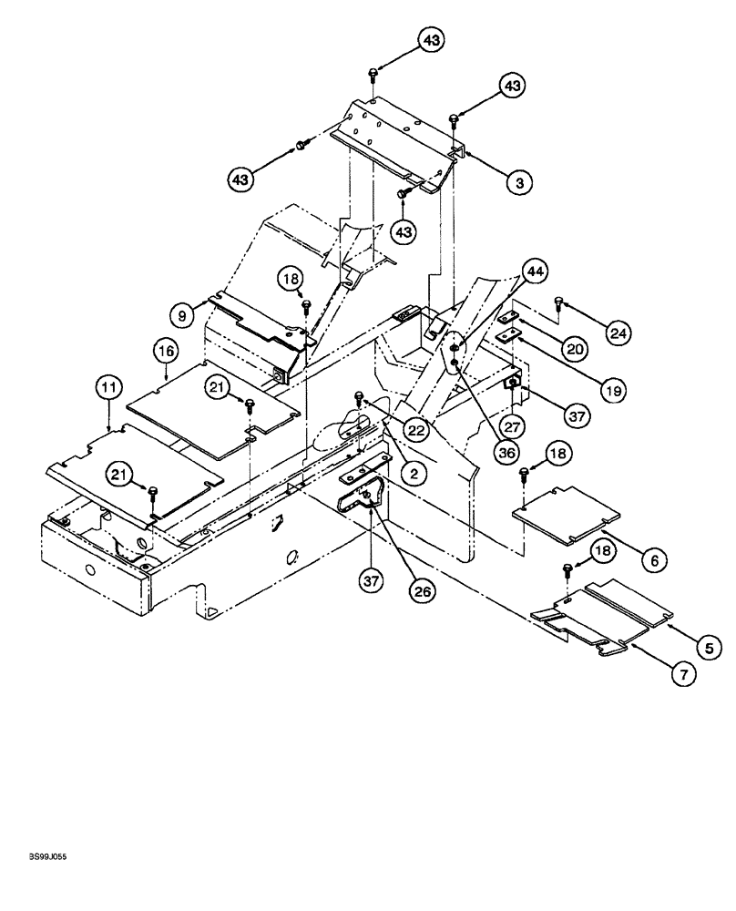 Схема запчастей Case 689G - (09-04) - FRAME, FLOOR PLATES AND COVER PLATES (09) - CHASSIS