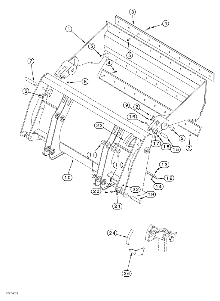 Схема запчастей Case 580SL - (9-018) - LOADER CLAM BUCKET (09) - CHASSIS/ATTACHMENTS