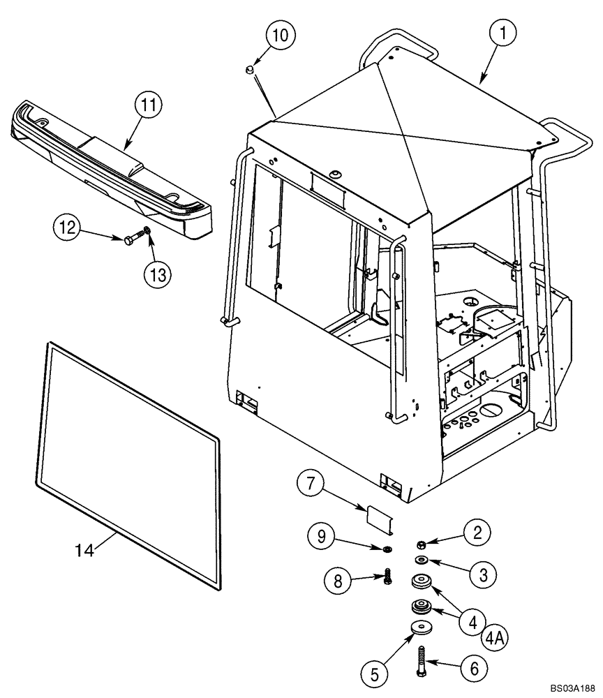 Схема запчастей Case 521D - (09-54) - CANOPY, ROPS - MOUNTING (09) - CHASSIS