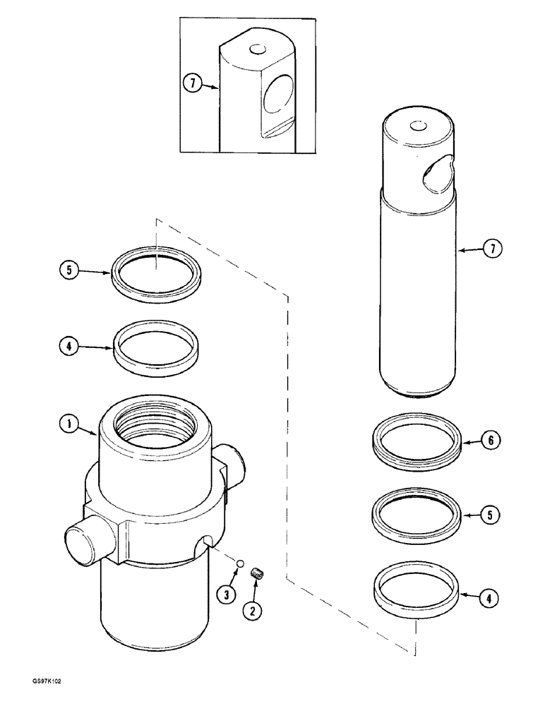 Схема запчастей Case 888 - (7-24) - LEVELER CYLINDER, P.I.N. 106801 AND AFTER (07) - BRAKES