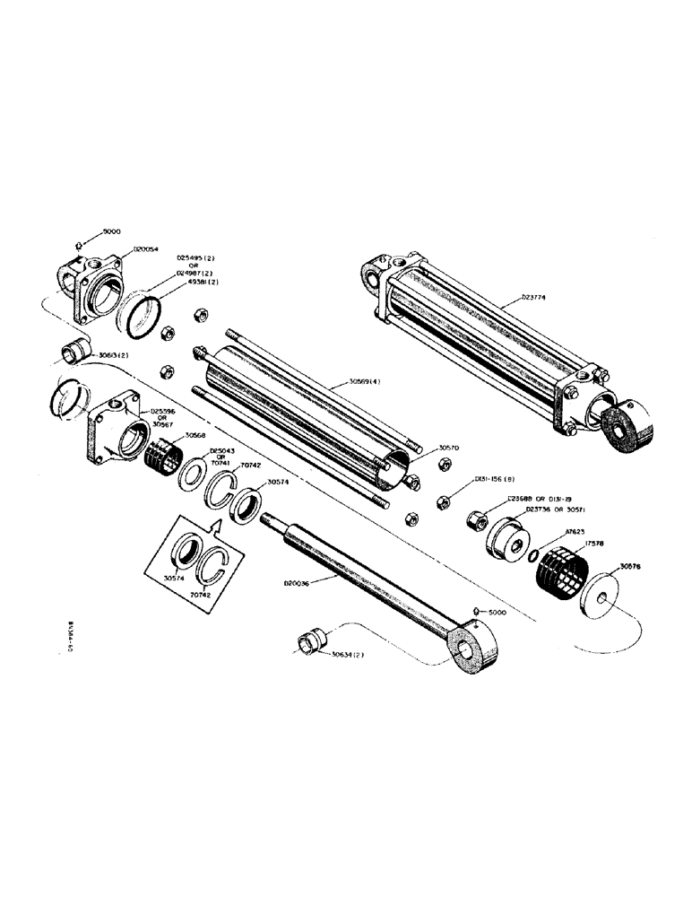 Схема запчастей Case 310 - (52) - 30530 AND D23774 BACKHOE HYDRAULIC BUCKET CYLINDERS 