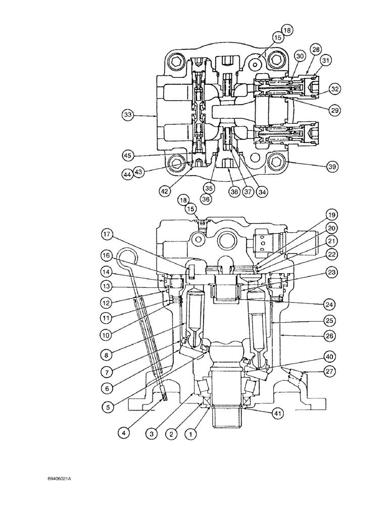 Схема запчастей Case 9030 - (8-56) - 160644A1 SWING MOTOR ASSEMBLY, P.I.N. DAC0300273 AND AFTER (08) - HYDRAULICS