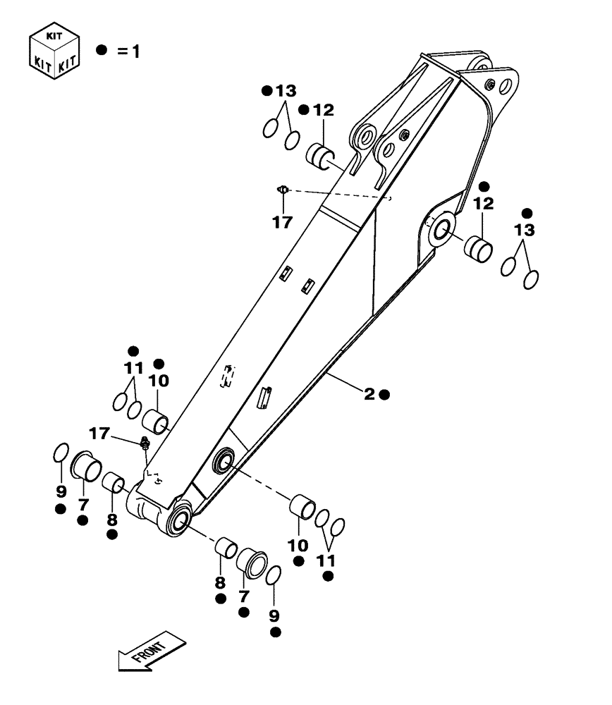 Схема запчастей Case CX250C - (09-036[00]) - DIPPER - 2.50 M (09) - CHASSIS/ATTACHMENTS