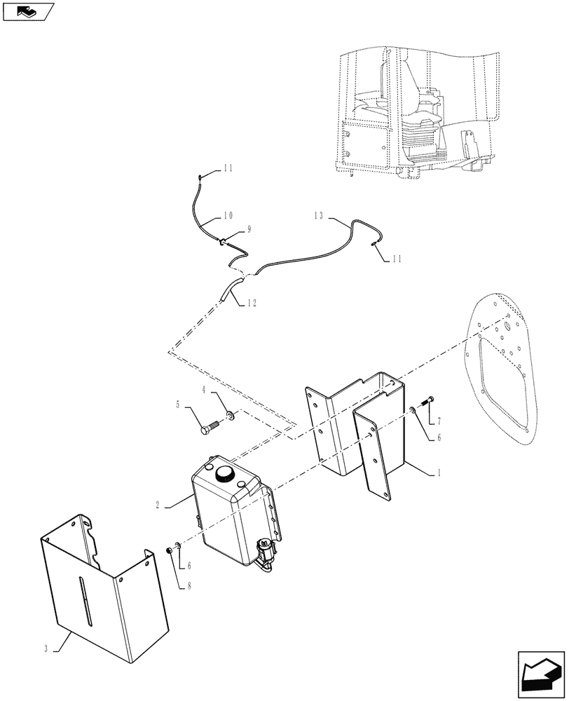 Схема запчастей Case 821F - (55.518.01) - WASHER INSTALLATION-BOTTLE (55) - ELECTRICAL SYSTEMS