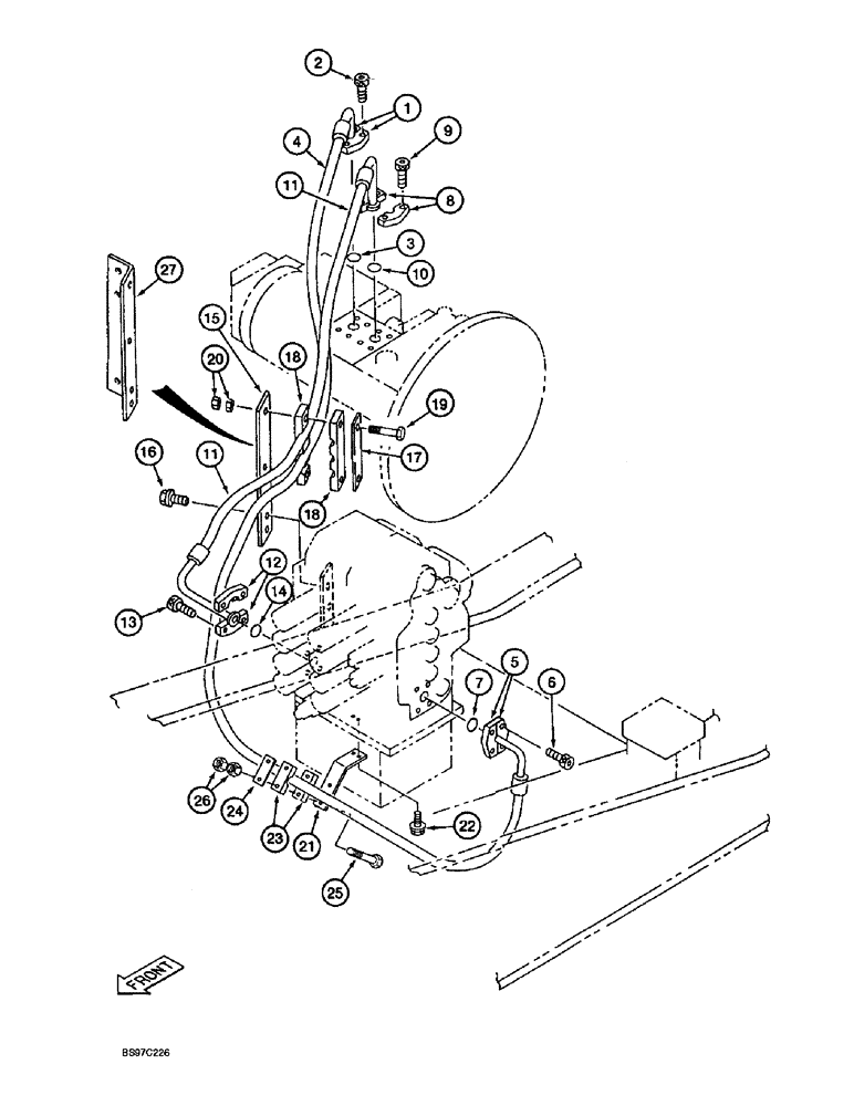 Схема запчастей Case 9030B - (8-008) - CONTROL VALVE SUPPLY LINES (08) - HYDRAULICS