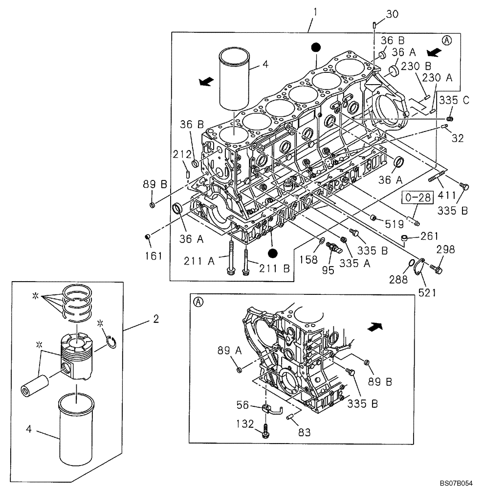 Схема запчастей Case CX460 - (02-13) - CYLINDER BLOCK (02) - ENGINE