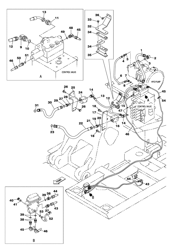 Схема запчастей Case CX250C - (08-033[01]) - HYDRAULIC CIRCUIT - SMALL FLOW - CX250C LR (08) - HYDRAULICS