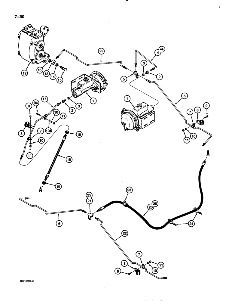 Схема запчастей Case W30 - (7-30) - BRAKE SYSTEM, BRAKE ACTUATORS TO WHEEL CYLINDERS (07) - BRAKES