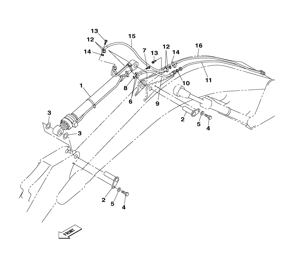 Схема запчастей Case CX350C - (08-012[00]) - HYDRAULIC CIRCUIT - DIPPER CYLINDER - MONOBLOCK BOOM (08) - HYDRAULICS