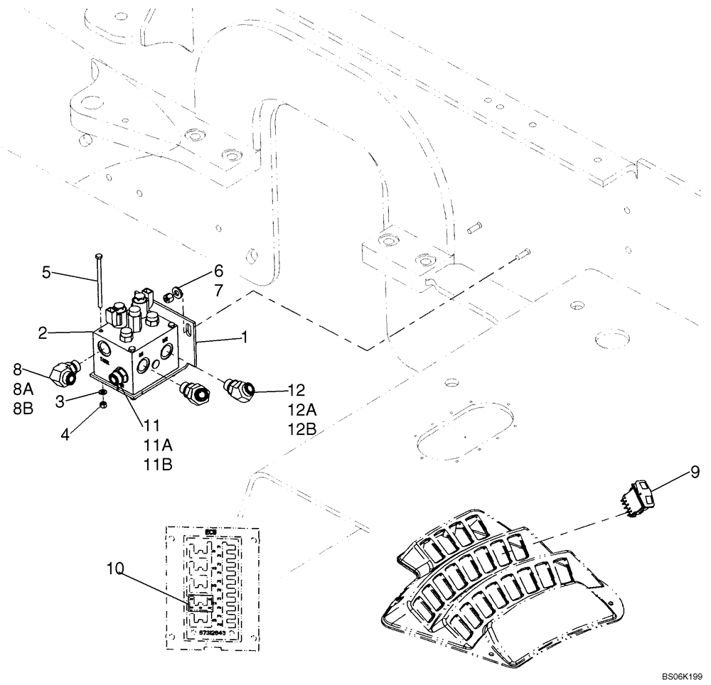 Схема запчастей Case 921E - (08-12) - VALVE, FAN SPEED AND REVERSER - MOUNTING (08) - HYDRAULICS