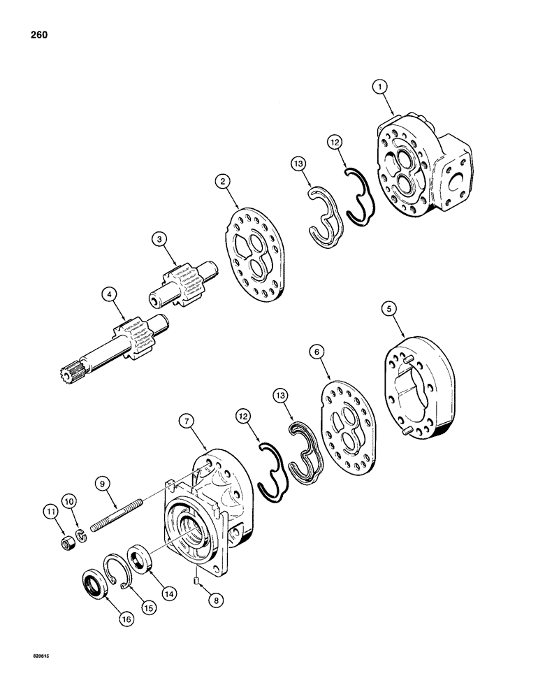 Схема запчастей Case 1150D - (260) - EQUIPMENT HYDRAULIC PUMP ASSEMBLY (08) - HYDRAULICS