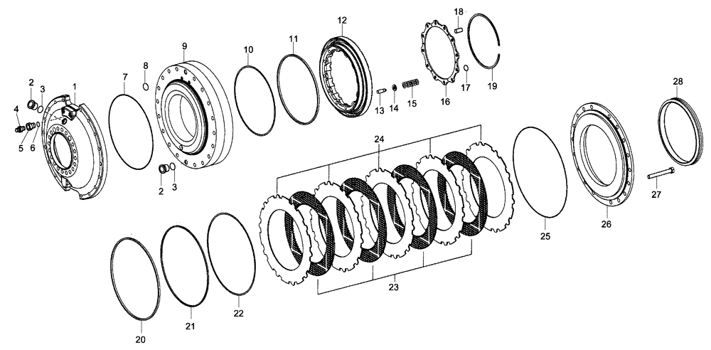 Схема запчастей Case 340 - (32A00000653[001]) - INTERMEDIATE AXLE - BRAKE MOUNTING (87363351) (11) - AXLES/WHEELS