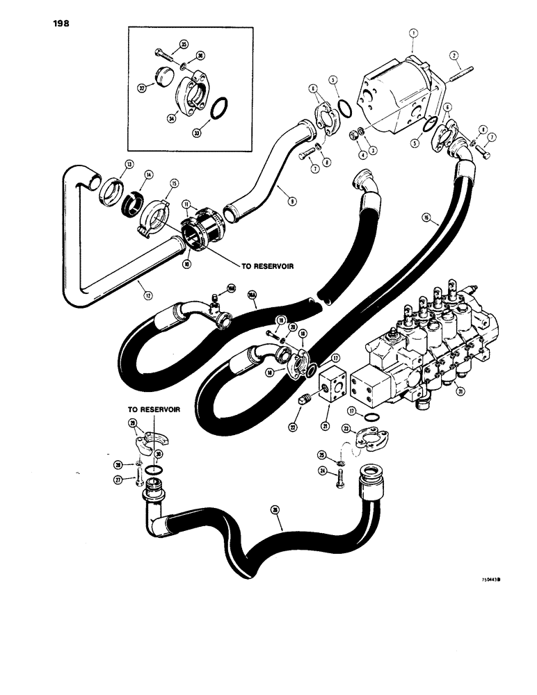 Схема запчастей Case 1450 - (198) - EQUIPMENT HYDRAULIC CIRCUIT, HYDRAULIC PUMP TO EQUIPMENT CONTROL VALVE (08) - HYDRAULICS