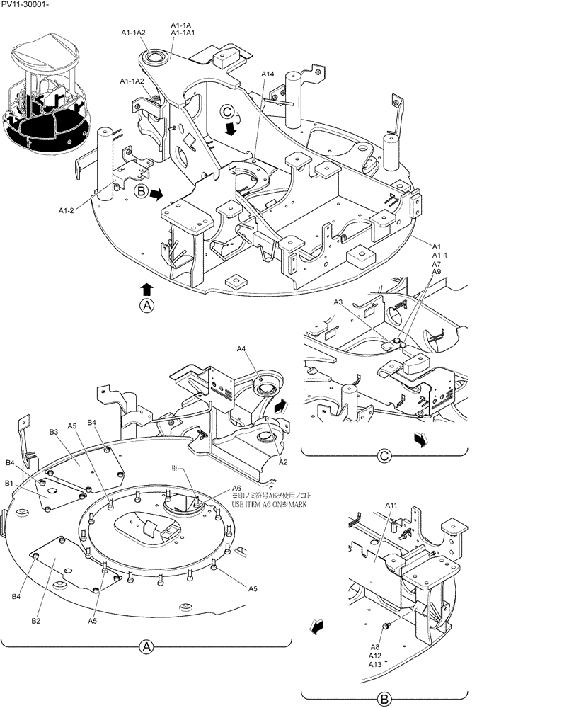 Схема запчастей Case CX27B - (01-001) - FRAME ASSY, UPP (39) - FRAMES AND BALLASTING