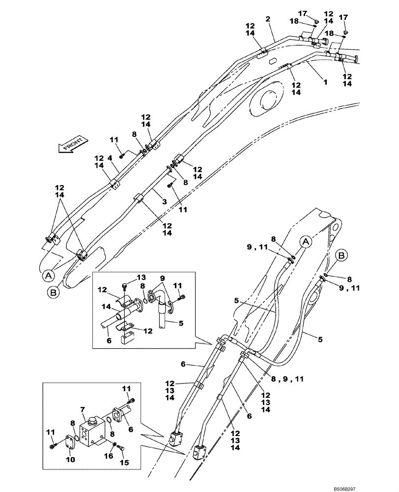 Схема запчастей Case CX700B - (08-47) - HYDRAULIC CIRCUIT - PICK HAMMER - BOOM (7.70 M), DIPPER (4.11M) (08) - HYDRAULICS