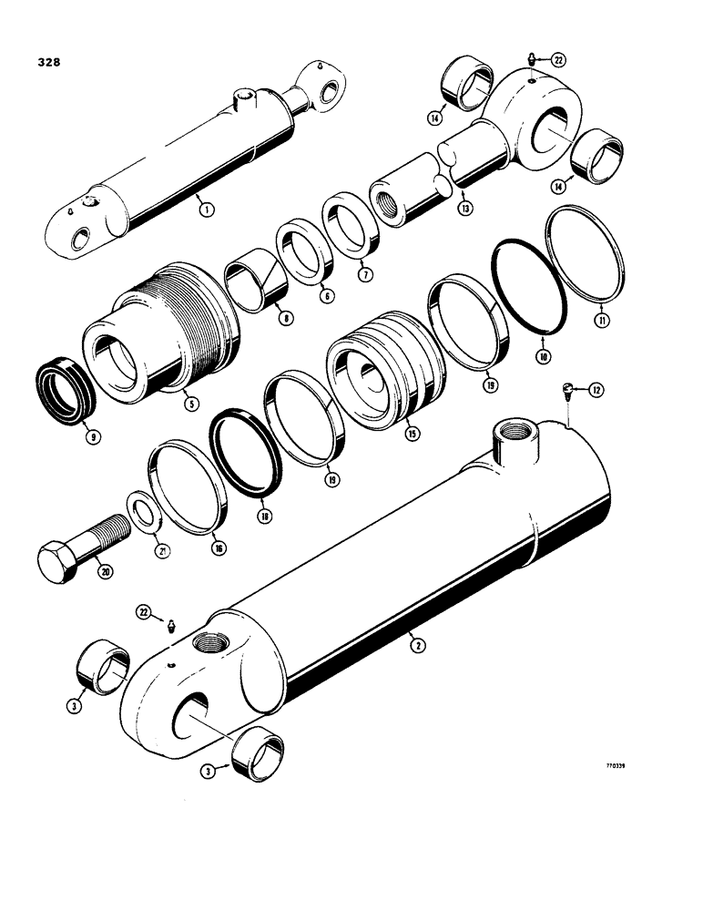 Схема запчастей Case 35 - (328) - G101189 3-POINT HITCH LIFT CYLINDER, WITH ONE PIECE PISTON 