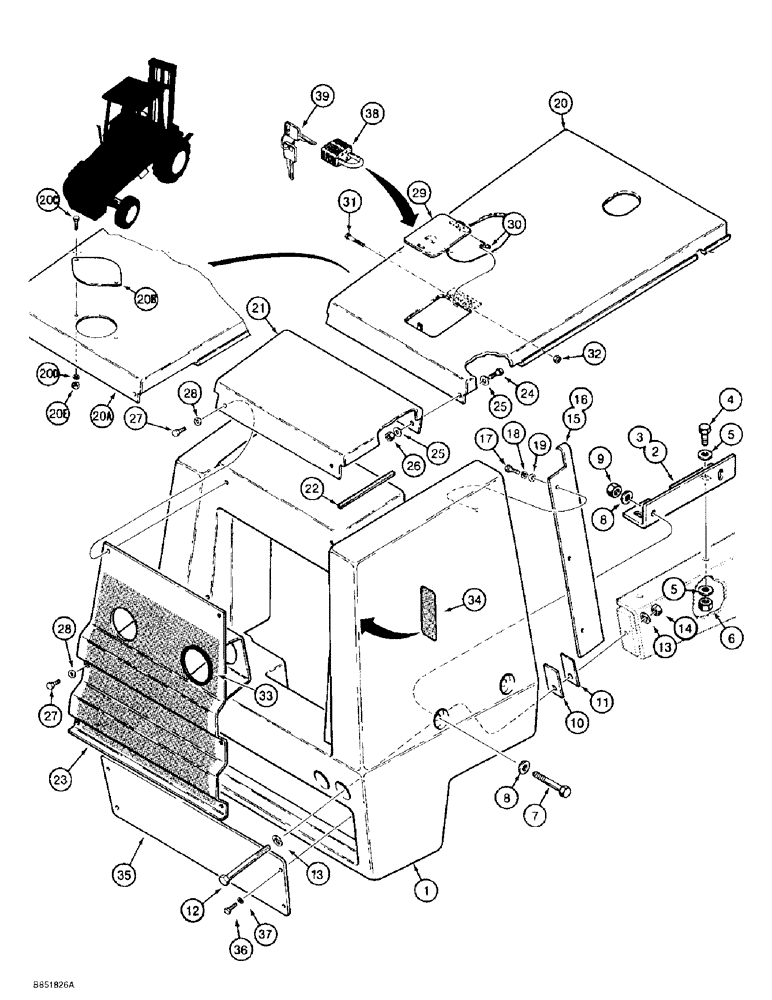 Схема запчастей Case 585E - (9-120) - HOOD, GRILLE, AND RADIATOR SHROUD (09) - CHASSIS/ATTACHMENTS