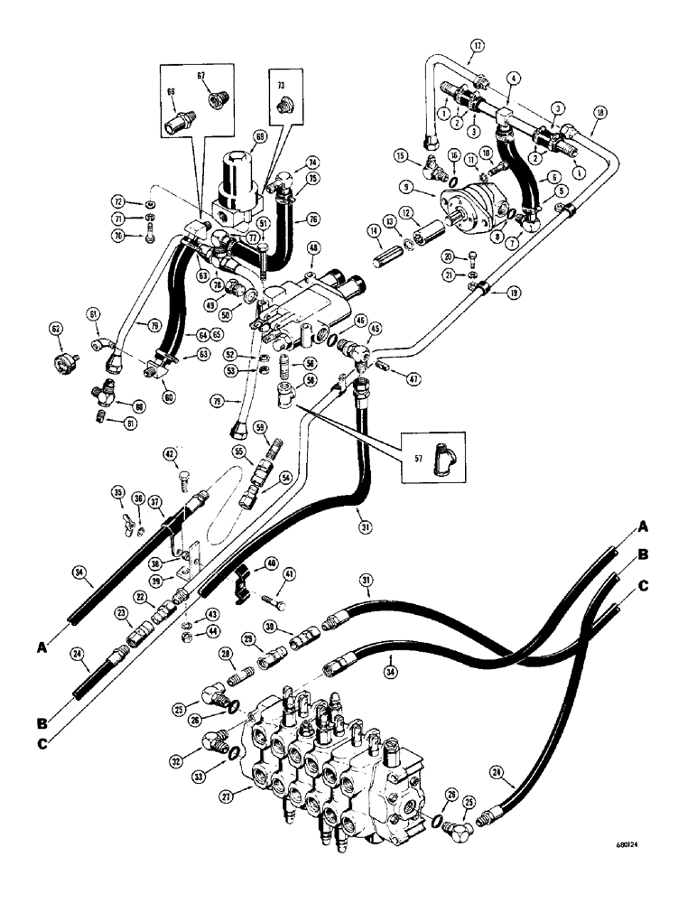 Схема запчастей Case 23 - (042) - BACKHOE PRIMARY HYDRAULICS 