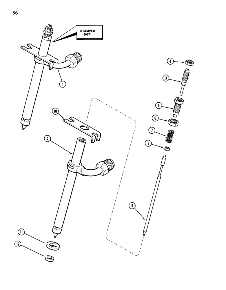 Схема запчастей Case 586D - (056) - INJECTION NOZZLE, 188 DIESEL ENGINE (10) - ENGINE