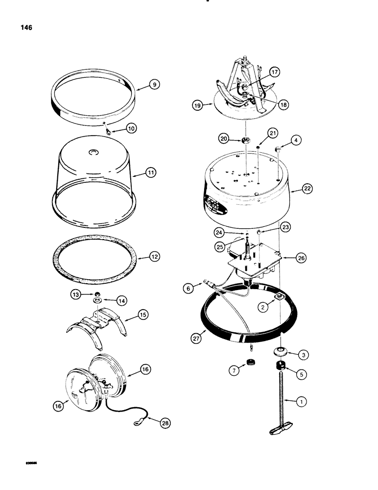 Схема запчастей Case 580E - (146) - ROTATING BEACON (04) - ELECTRICAL SYSTEMS