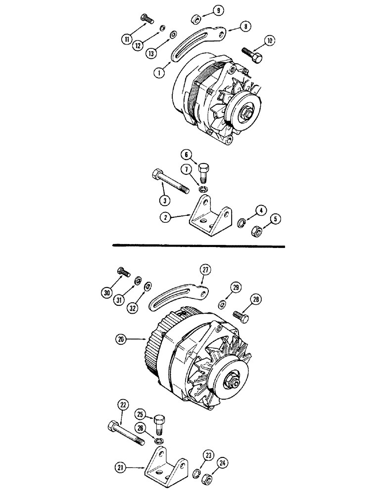 Схема запчастей Case 580B - (115A) - ALTERNATOR MOUNTING, (188) DIESEL ENGINE, PRESTOLITE, DELCO (04) - ELECTRICAL SYSTEMS