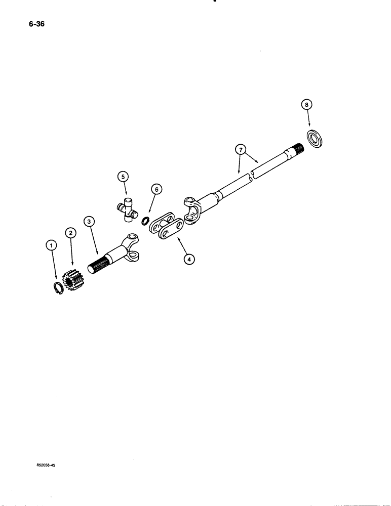 Схема запчастей Case 480E - (6-36) - FRONT DRIVE AXLE, AXLE SHAFTS (06) - POWER TRAIN