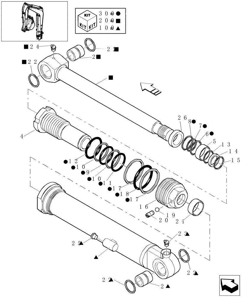 Схема запчастей Case CX16B - (2.030[08]) - BOOM CYLINDER - COMPONENTS (84) - BOOMS, DIPPERS & BUCKETS