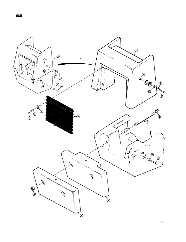 Схема запчастей Case 584 - (52) - GRILLE AND COUNTERWEIGHT, TWO PIECE COUNTERWEIGHT, ONE PIECE COUNTERWEIGHT, GRILLE, ADD ON COUNTERWT (39) - FRAMES AND BALLASTING