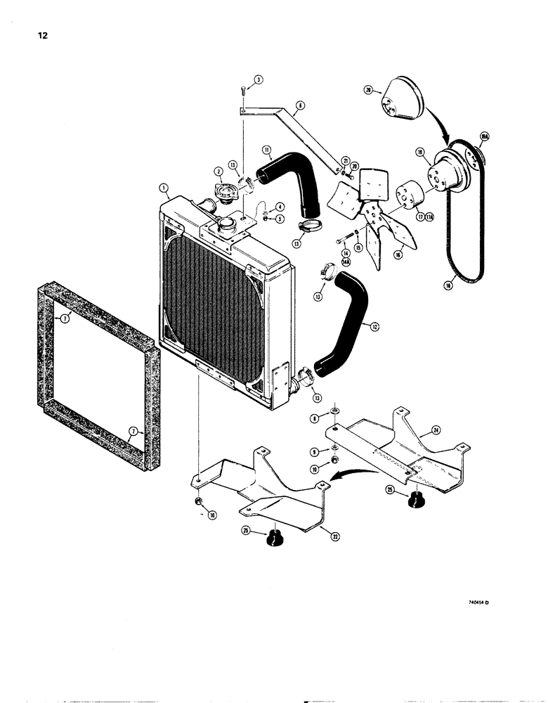 Схема запчастей Case 1830 - (012) - RADIATOR, FAN AND BELT (10) - ENGINE