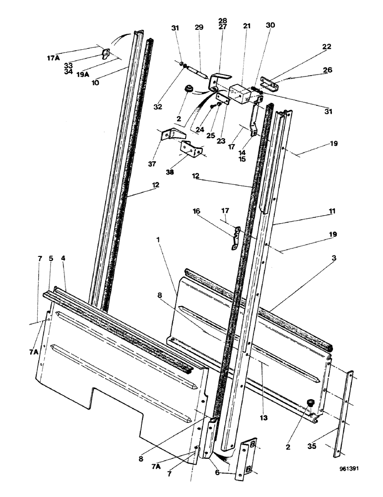 Схема запчастей Case 580G - (466) - CAB - REAR WINDOW (09) - CHASSIS/ATTACHMENTS