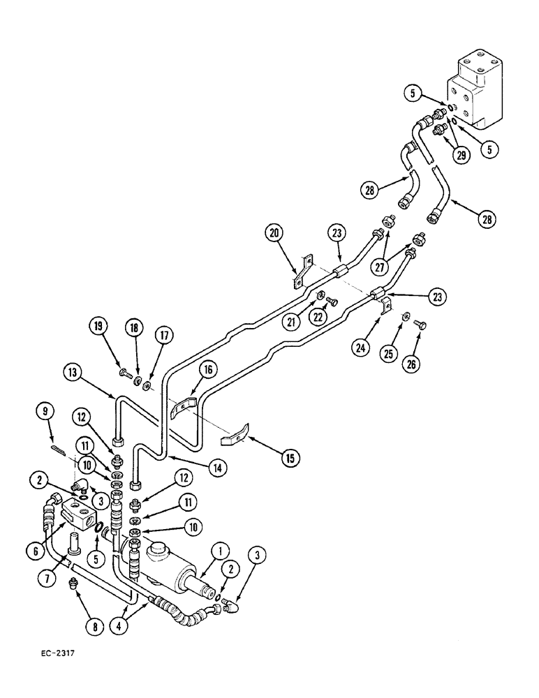 Схема запчастей Case 380B - (5-122) - STEERING PIPES, FRONT, P.I.N. 18001 AND AFTER (05) - STEERING