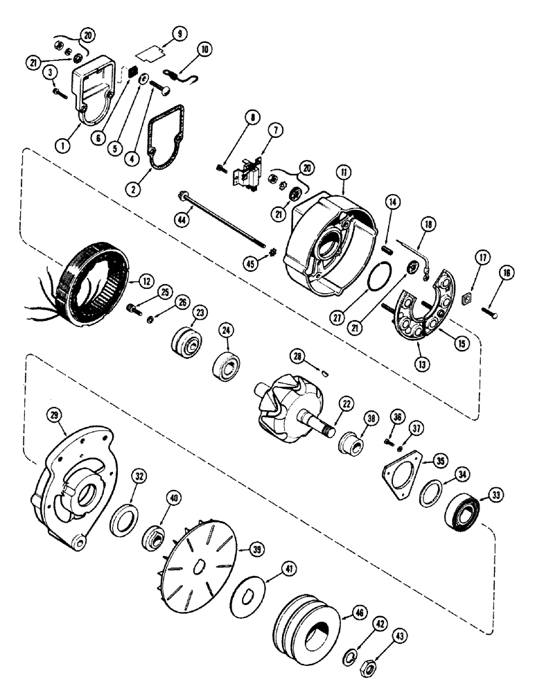 Схема запчастей Case 680CK - (076) - ALTERNATOR (55) - ELECTRICAL SYSTEMS