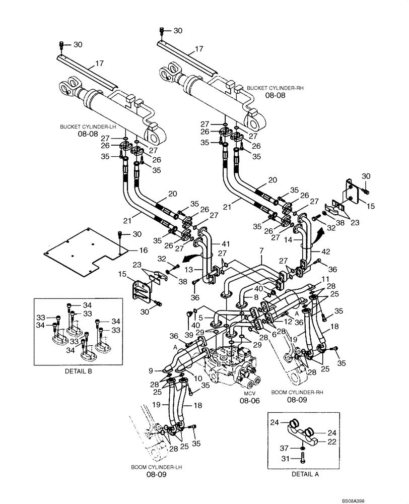 Схема запчастей Case 1221E - (08-07[01]) - HYDRAULICS - ATTACHMENT LINES (87700437) (08) - HYDRAULICS