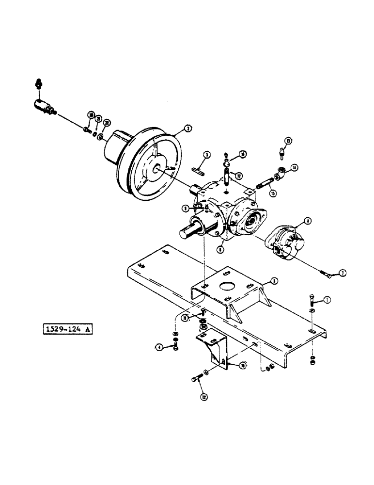 Схема запчастей Case 1529 - (082) - ANGLE GEARBOX MOUNT-PUMP (14) - MAIN GEARBOX & DRIVE