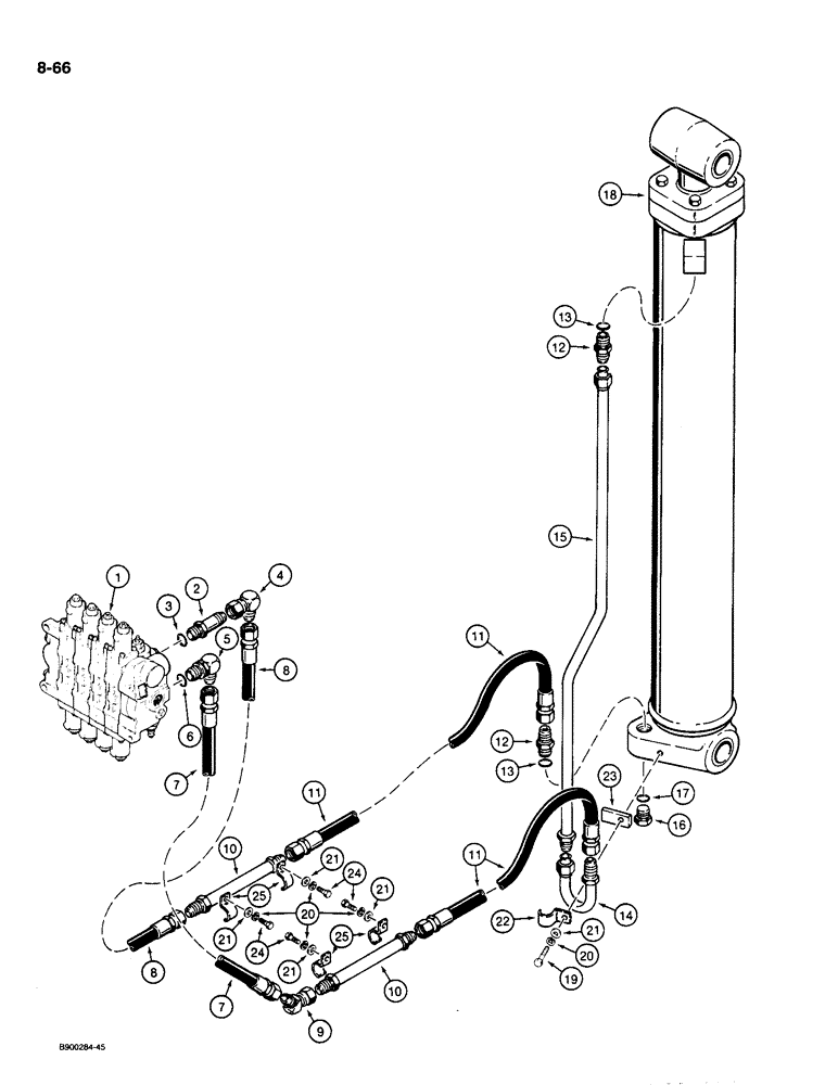 Схема запчастей Case 1085C - (8-066) - BOOM CYLINDER HYDRAULIC CIRCUIT, MODELS WITH EXCAVATING BOOM WITH RIGID ARM (08) - HYDRAULICS