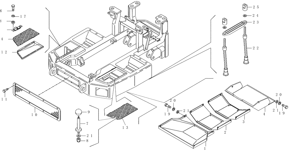 Схема запчастей Case 325 - (5.646[01]) - BOTTOM GUARDS (10) - Cab/Cowlings