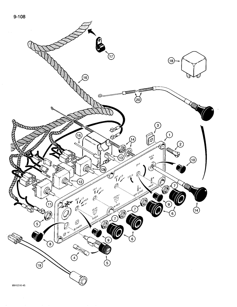 Схема запчастей Case 780D - (9-108) - CAB CONTROL PANEL AND WIRING (09) - CHASSIS/ATTACHMENTS