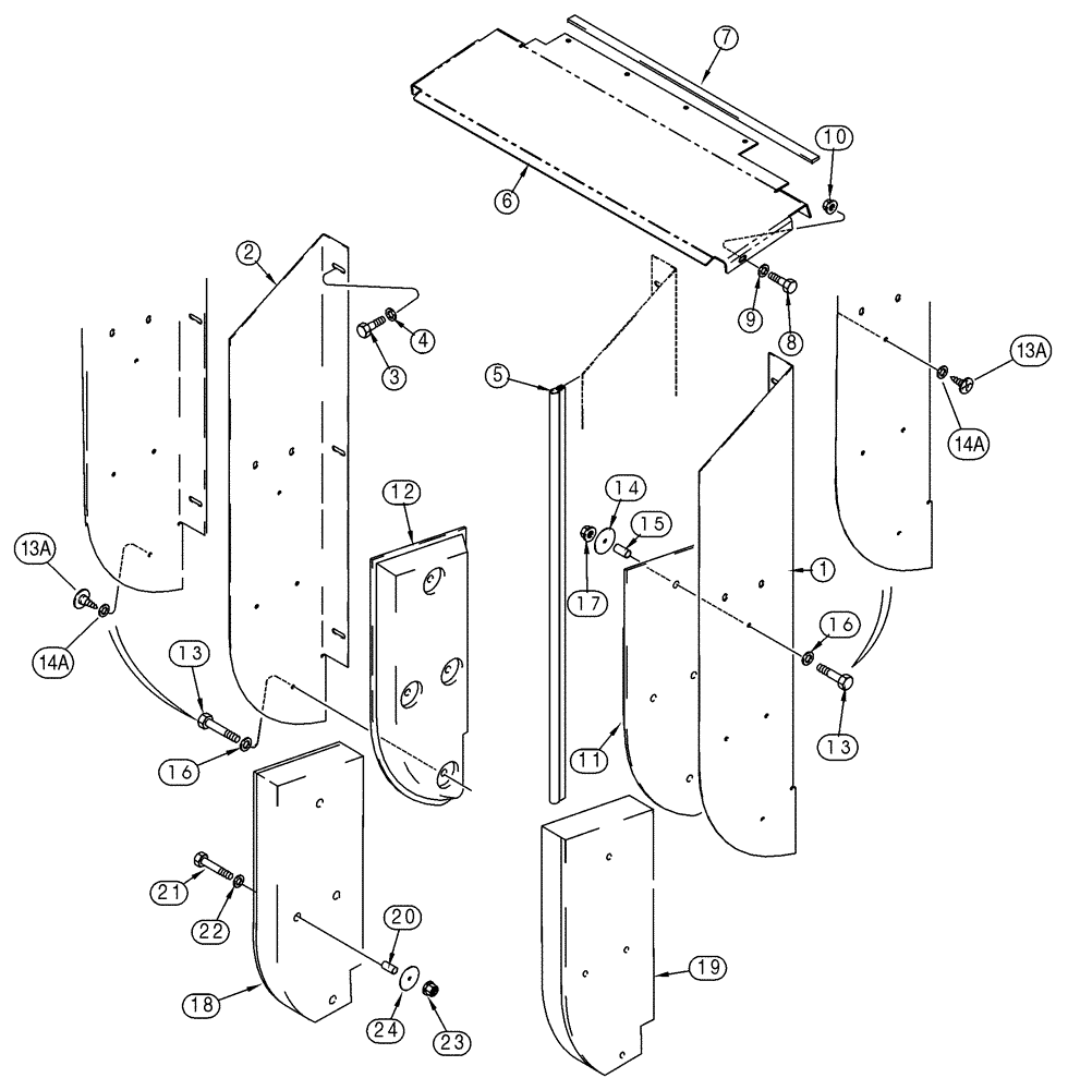 Схема запчастей Case 95XT - (09-45) - CANOPY, ROPS - EXTENSION PANELS (09) - CHASSIS/ATTACHMENTS