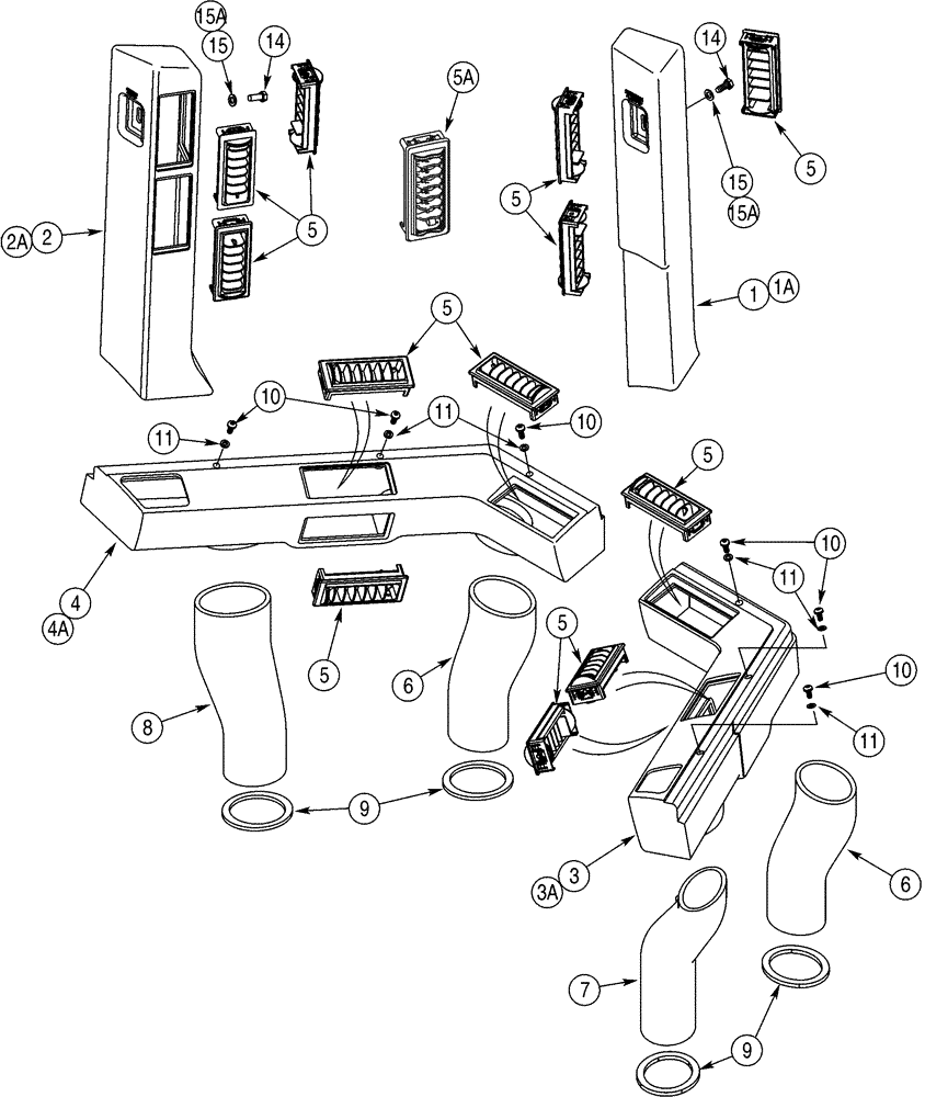 Схема запчастей Case 721C - (09-44) - CAB - PLENUMS, DUCTS AND LOUVERS (09) - CHASSIS