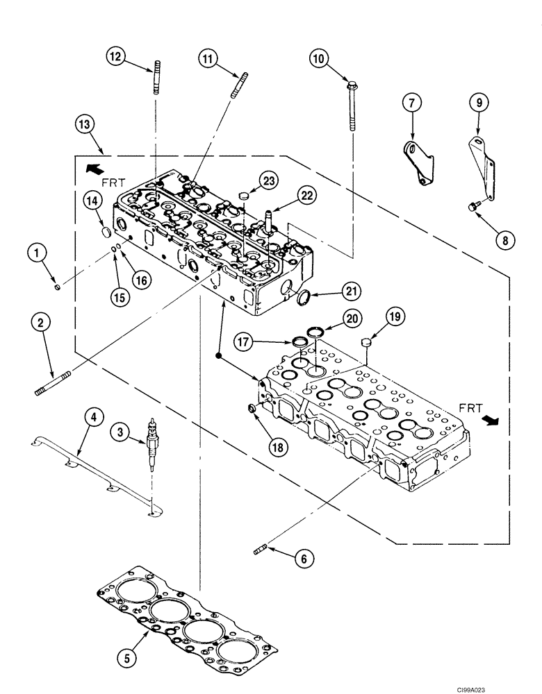 Схема запчастей Case CX135SR - (02-23) - CYLINDER HEAD (02) - ENGINE