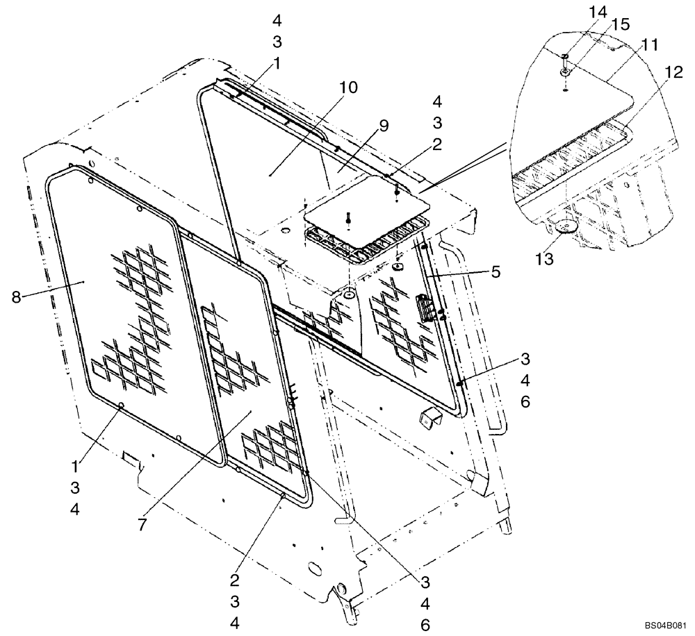 Схема запчастей Case 435 - (09-31) - WINDOWS - SIDE AND TOP (09) - CHASSIS