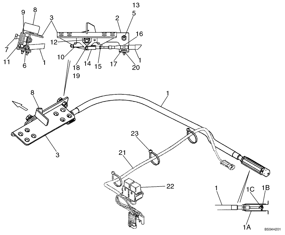 Схема запчастей Case 445CT - (09-13) - LINKAGE - AUXILIARY SYSTEM (09) - CHASSIS