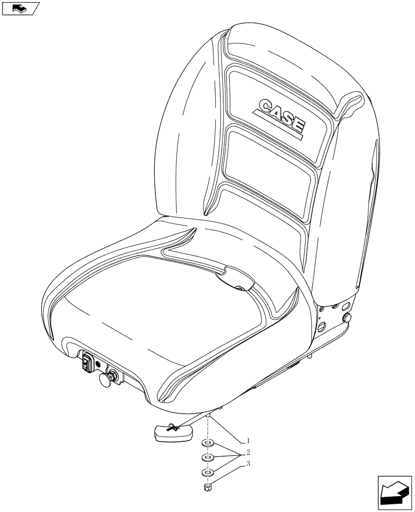 Схема запчастей Case TR320 - (90.124.AE[03]) - SEAT, AIR SUSPENSION (90) - PLATFORM, CAB, BODYWORK AND DECALS