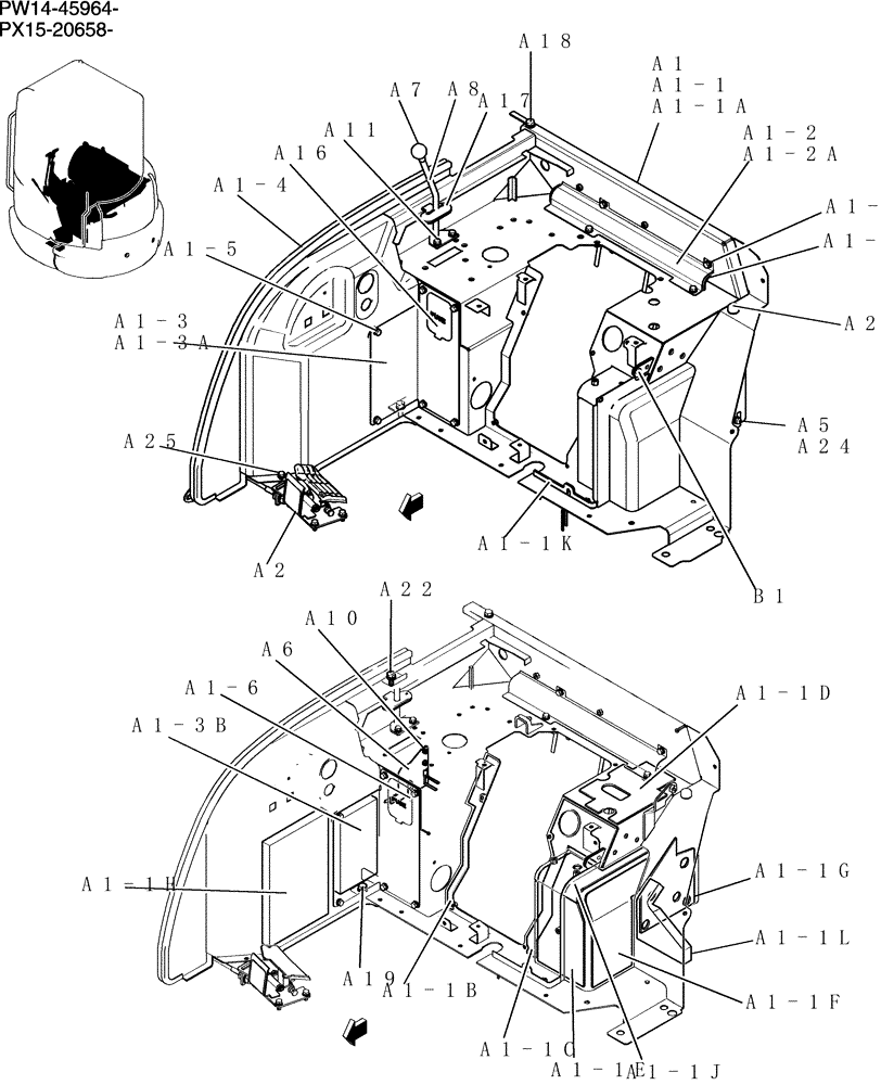 Схема запчастей Case CX31B - (137-17[1]) - CONTROLS, OPERATORS (CAB) (00) - GENERAL & PICTORIAL INDEX