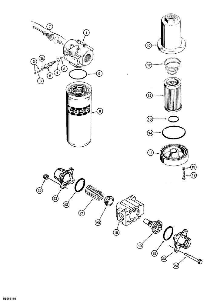 Схема запчастей Case 850G - (6-32) - HYDRAULIC OIL FILTERS AND BYPASS VALVE TRANSMISSION OIL FILTER (07) - HYDRAULIC SYSTEM