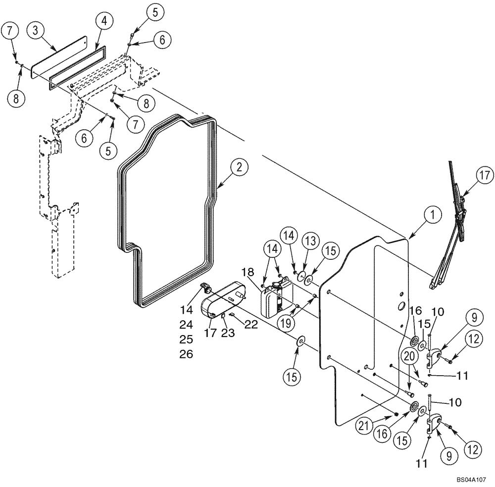 Схема запчастей Case 40XT - (09-30) - DOOR, FRONT - WINDSHIELD, GLASS (09) - CHASSIS